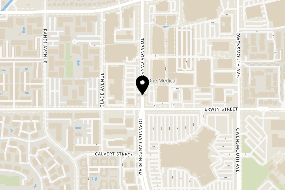 Map showing the location of Protini Bar on 6220 Topanga Canyon Blvd in Woodland Hills